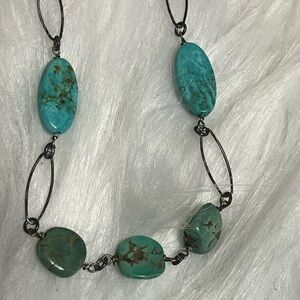 Sterling Turquoise Paperclip Vintage Necklace